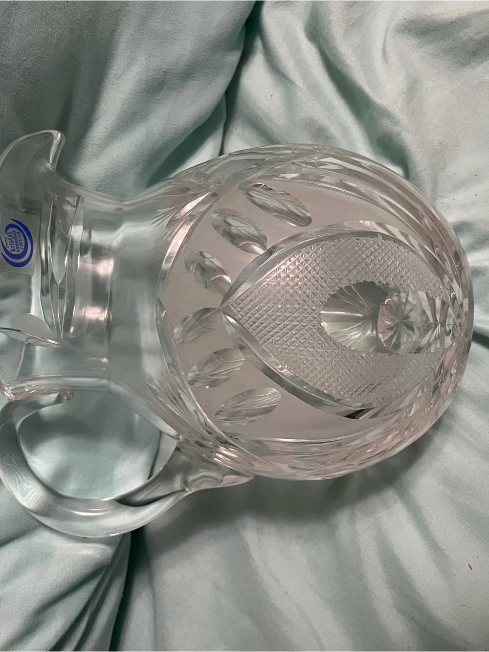 Classic Clear Cut Glass Pitcher - Elegant Clear Decorative Vase